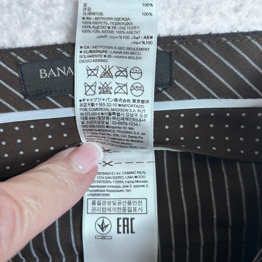 Banana Republic Mens 30x32 Slim Fit 100% Wool Pinstripe Dress Pants Charcoal Gry